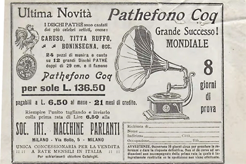 LMCA 443. Il Pathefono COQ Reclame